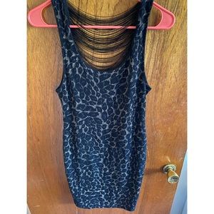 Black sparkle cheetah print mini dress